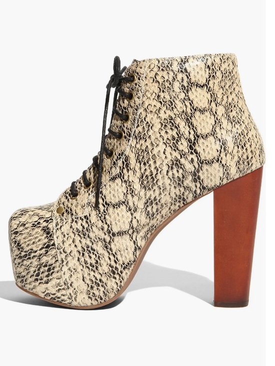 Jeffrey Campbell Shoes - Jeffrey Campbell Lita EX Snake Skin Print Platform Block Heel Lace Up Booties
